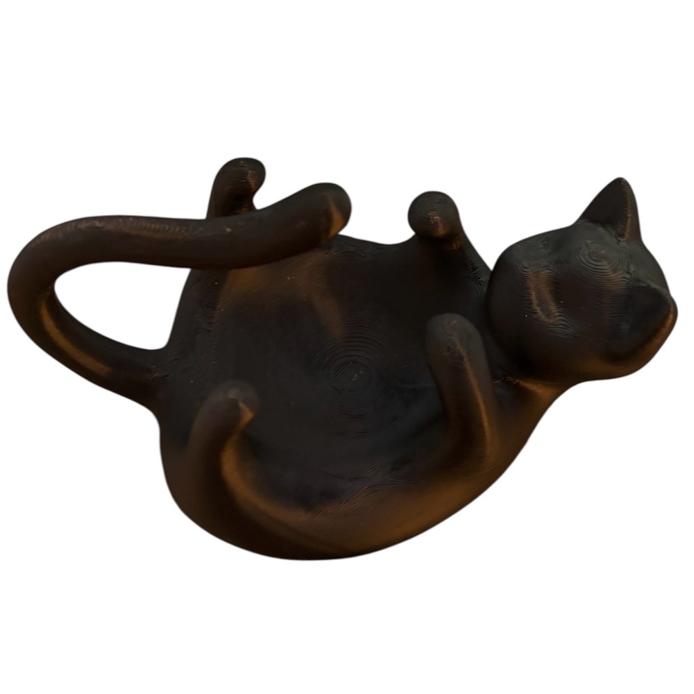 Black Cat-Shaped Ring Display Trinket Dish